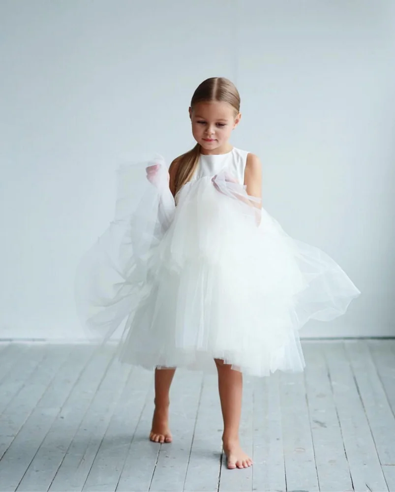 Girls Party Dresses Kids Birthday Dress Sleeveless Cake Princess Dress Children Clothes E0702