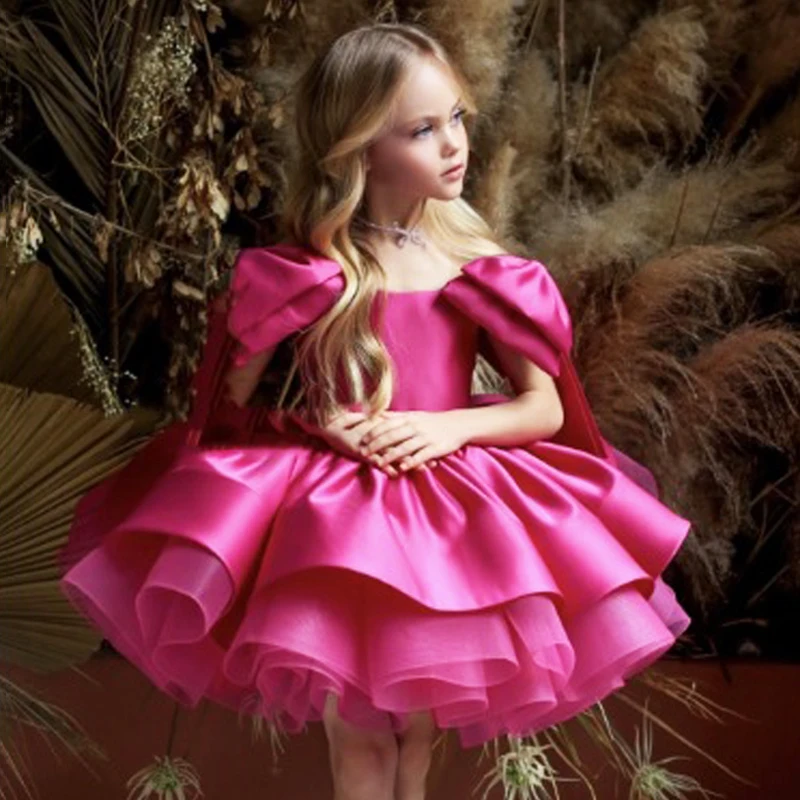 Girls Barbie Pink Party Dresses Girl Elegant Birthday Princess Gown Formal Clothes Kids Wedding Bridesmaid Costume For Children