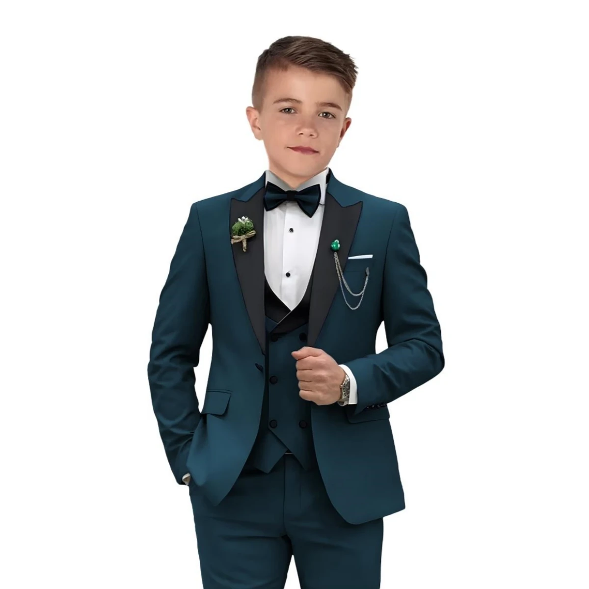 24h Ship Boy's Formal 4-piece Suit Set Including Blazer Vest Pants Bow-tie Smart Kids Tuxedo Suits Dress Wedding Ring Bearer 24h Ship Boy's Formal 4-piece Suit Set Including Blazer Vest Pants Bow-tie Smart Kids Tuxedo Suits Dress Wedding Ring Bearer