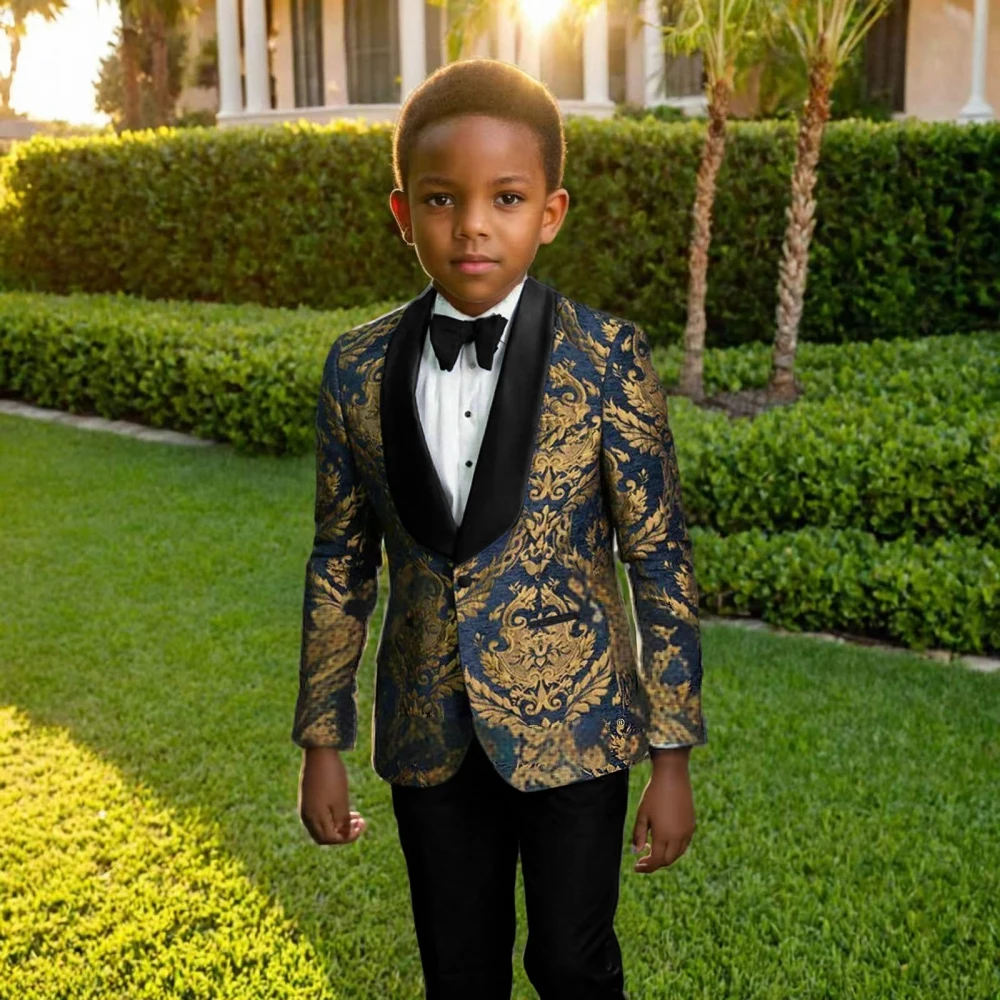 New High Quality Boys 2 Pieces Blazer Pants Set For Birthday Party Classic Child Regular Fit Suits Wedding Ring Bearer Outfit New High Quality Boys 2 Pieces Blazer Pants Set For Birthday Party Classic Child Regular Fit Suits Wedding Ring Bearer Outfit