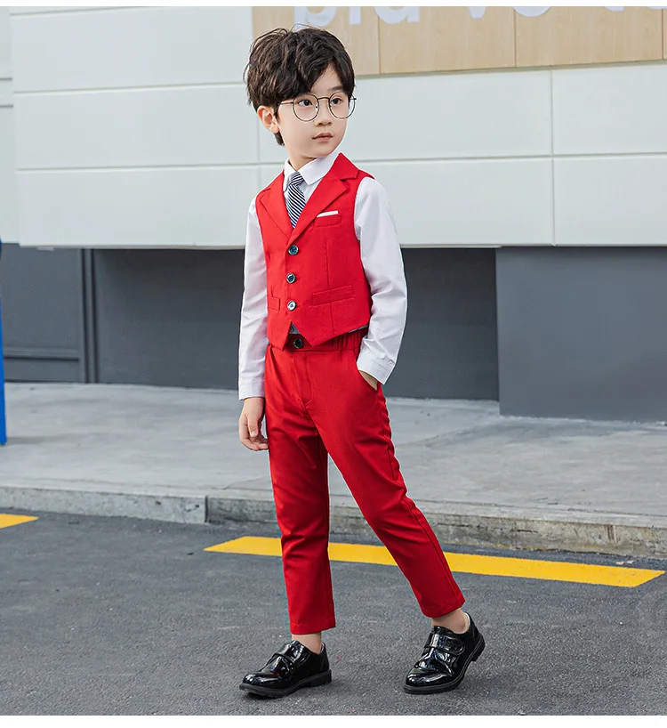 Boy Plaid Vest Blazer Kids Waistcoat Wedding Clothes Set Toddler Formal Dress Suit Child Brooch Shirt Pant Baby Gentlemen Outfit Boy Plaid Vest Blazer Kids Waistcoat Wedding Clothes Set Toddler Formal Dress Suit Child Brooch Shirt Pant Baby Gentlemen Outfit