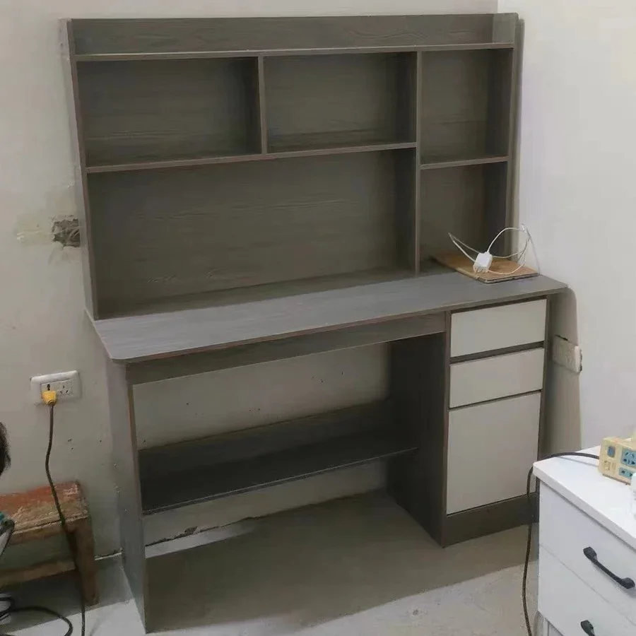 Modern Wooden Computer Desks Bookshelf Integrated Office Furniture Student Study Home Writing Desk Simple Desktop Gaming Table