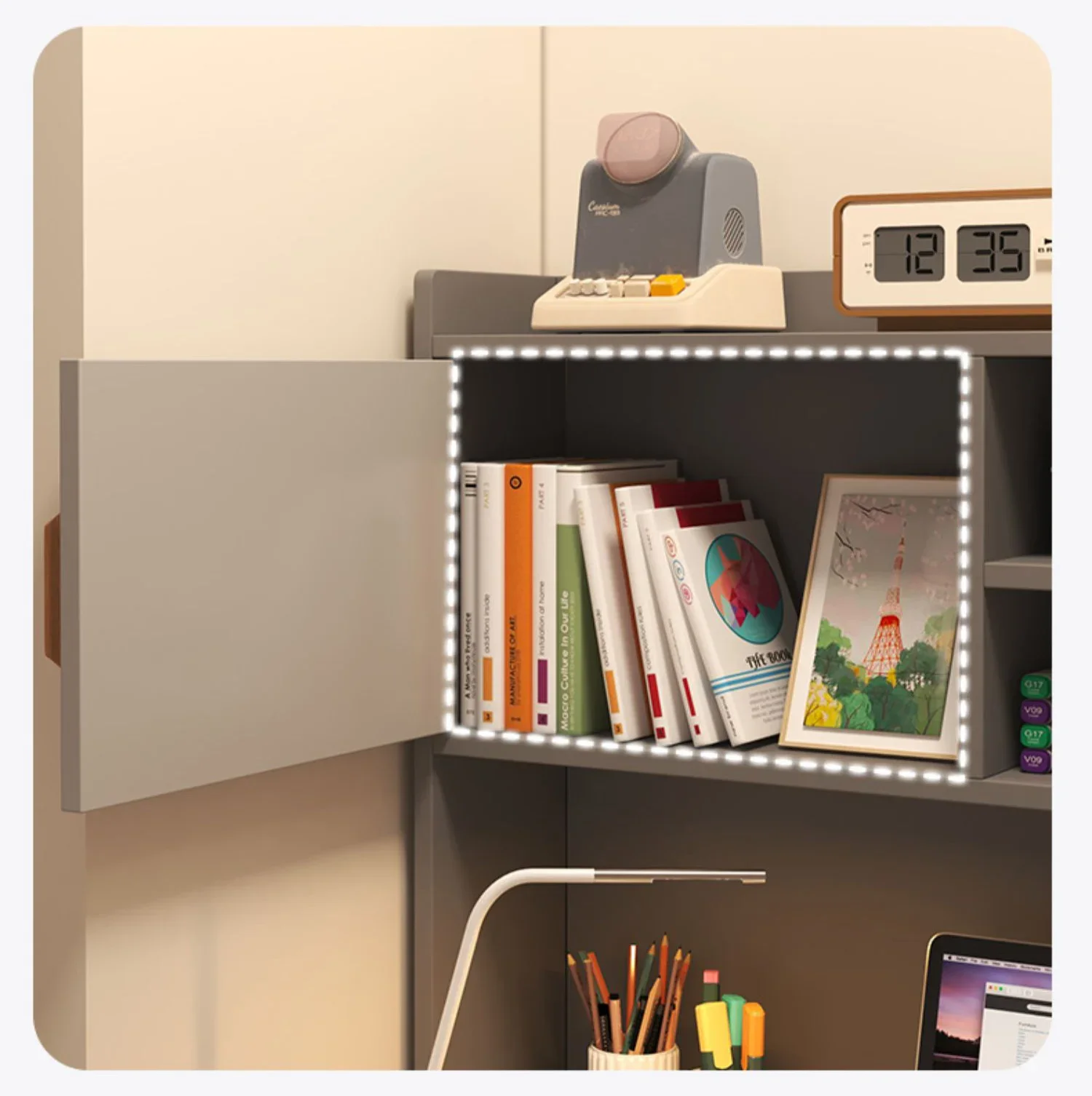 Modern Wooden Computer Desks Bookshelf Integrated Office Furniture Student Study Home Writing Desk Simple Desktop Gaming Table