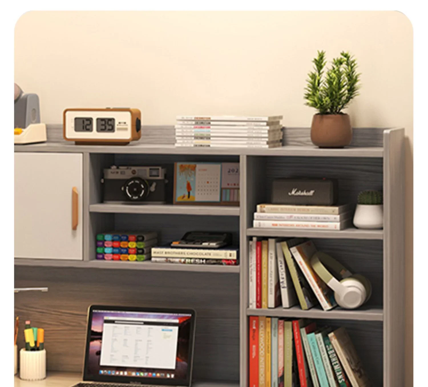 Modern Wooden Computer Desks Bookshelf Integrated Office Furniture Student Study Home Writing Desk Simple Desktop Gaming Table
