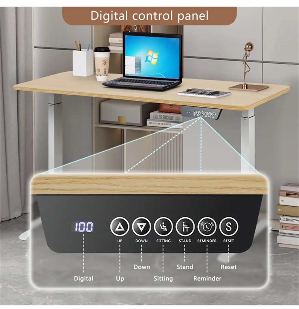 Hot Sell Height-adjustable Desk Standing Desk Motion Desk Smart Computer Desk Study Desk Learning Game Office 120x60cm 140x70cm