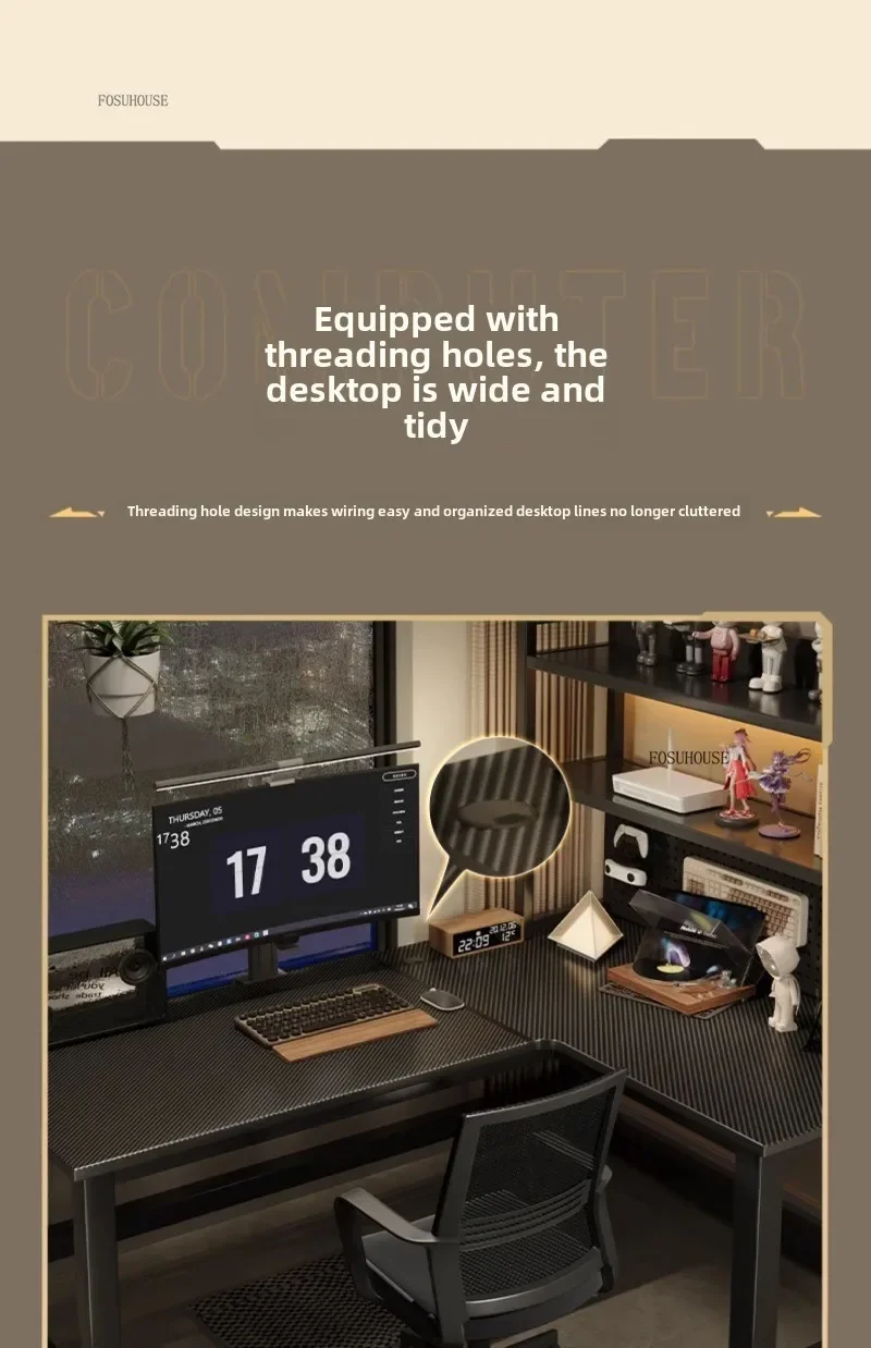 Luxury Desktop Computer Desks Home Student Study Table Bookshelf Integrated Computer Table Bedroom Writing Workbench Furniture Z