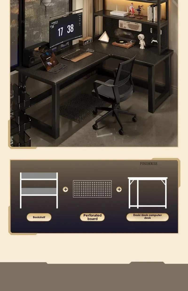 Luxury Desktop Computer Desks Home Student Study Table Bookshelf Integrated Computer Table Bedroom Writing Workbench Furniture Z