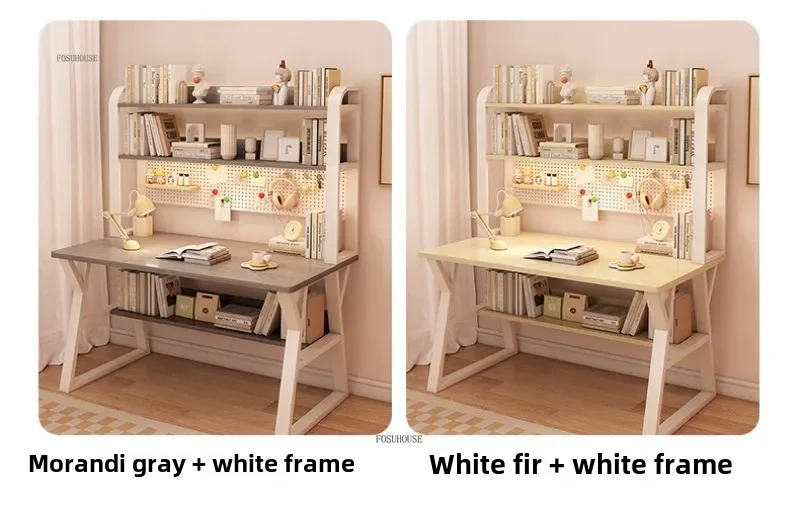 Modern Desktop Computer Desks Hole Board Desk Bookshelf Integrated Bedroom Simple Office Gaming Table Home Student Study Table C