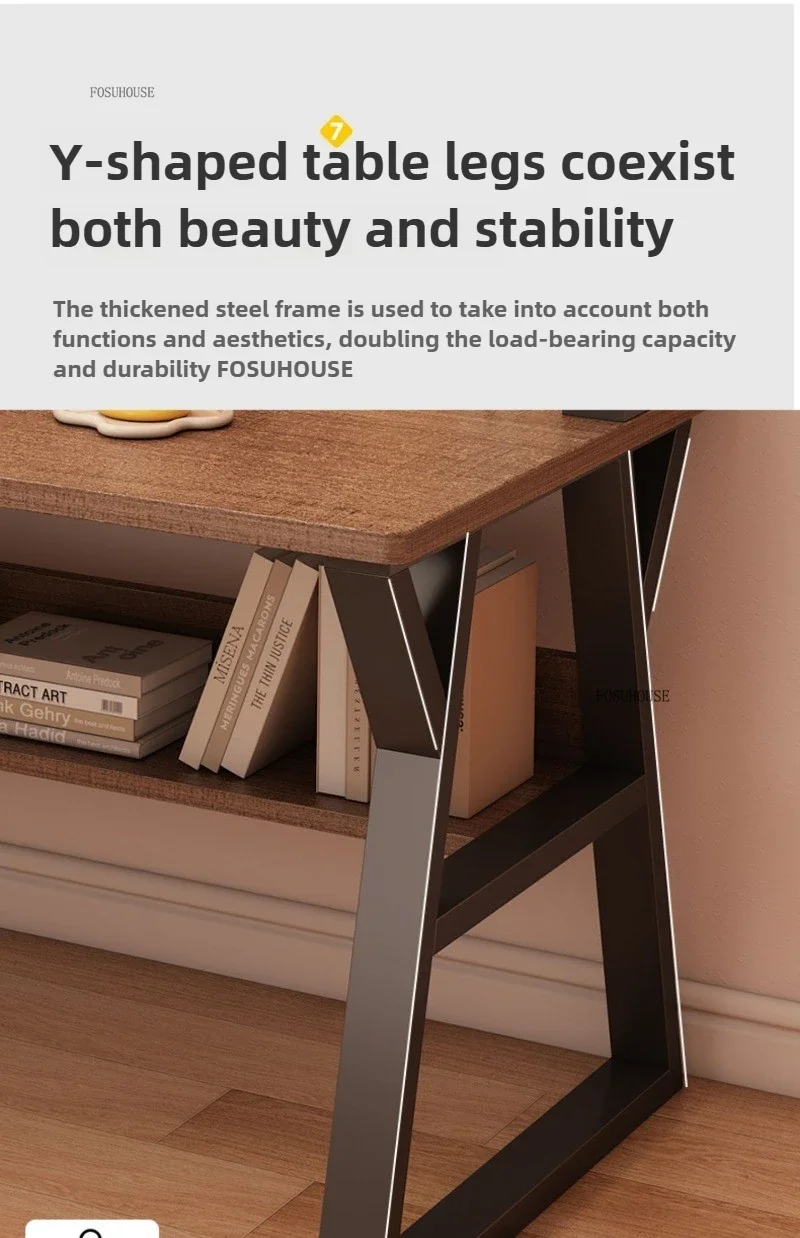 Modern Desktop Computer Desks Hole Board Desk Bookshelf Integrated Bedroom Simple Office Gaming Table Home Student Study Table C