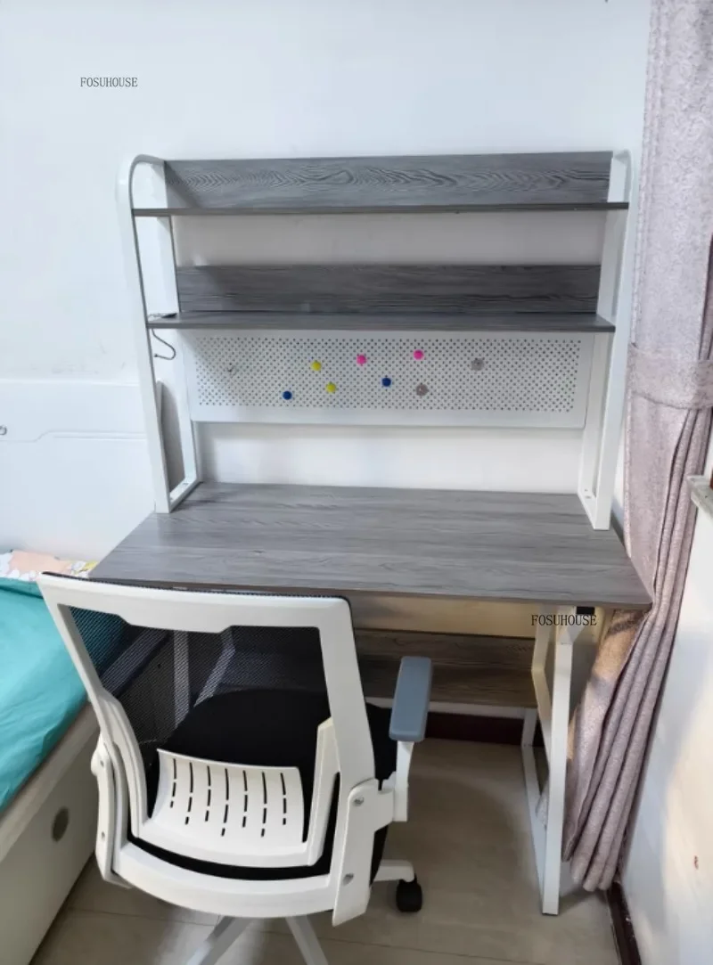 Modern Desktop Computer Desks Hole Board Desk Bookshelf Integrated Bedroom Simple Office Gaming Table Home Student Study Table C