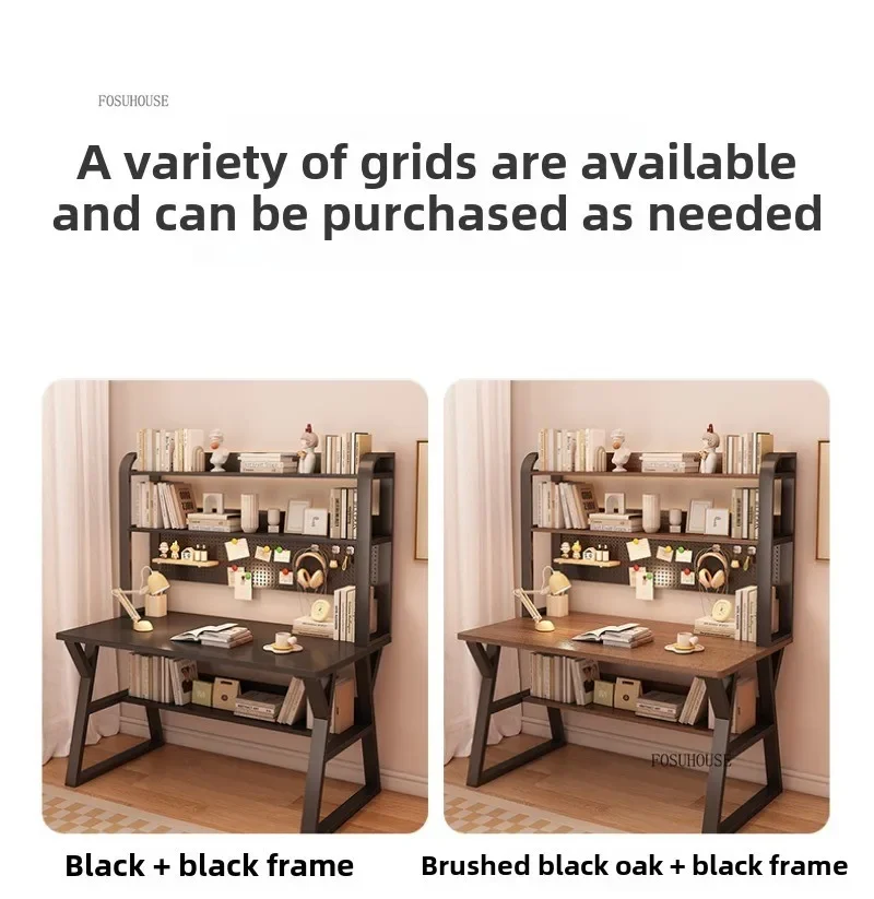 Modern Desktop Computer Desks Hole Board Desk Bookshelf Integrated Bedroom Simple Office Gaming Table Home Student Study Table C