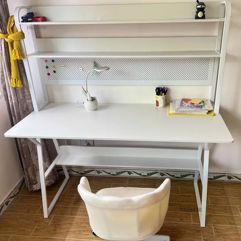 Modern Desktop Computer Desks Hole Board Desk Bookshelf Integrated Bedroom Simple Office Gaming Table Home Student Study Table C