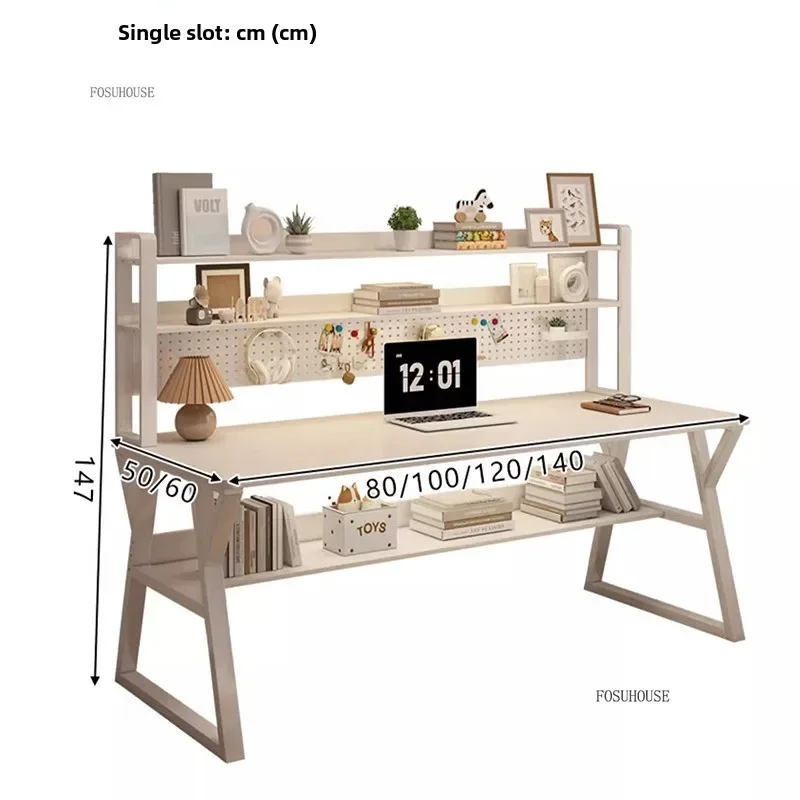 Modern Desktop Computer Desks Hole Board Desk Bookshelf Integrated Bedroom Simple Office Gaming Table Home Student Study Table C
