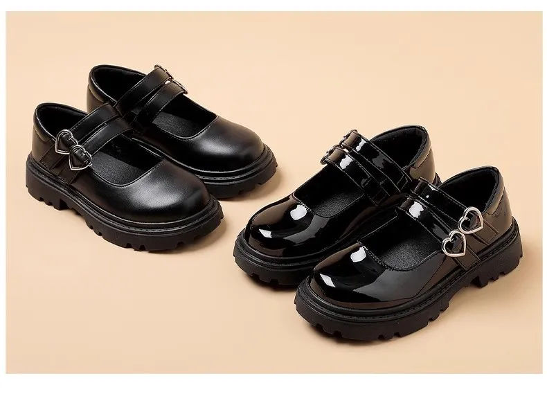 Girls Chunky Platform Mary Jane Shoes Children's Heart Buckle Strap Thick Heels Pumps Woman Black Patent Leather Lolita Shoes Girls Chunky Platform Mary Jane Shoes Children's Heart Buckle Strap Thick Heels Pumps Woman Black Patent Leather Lolita Shoes