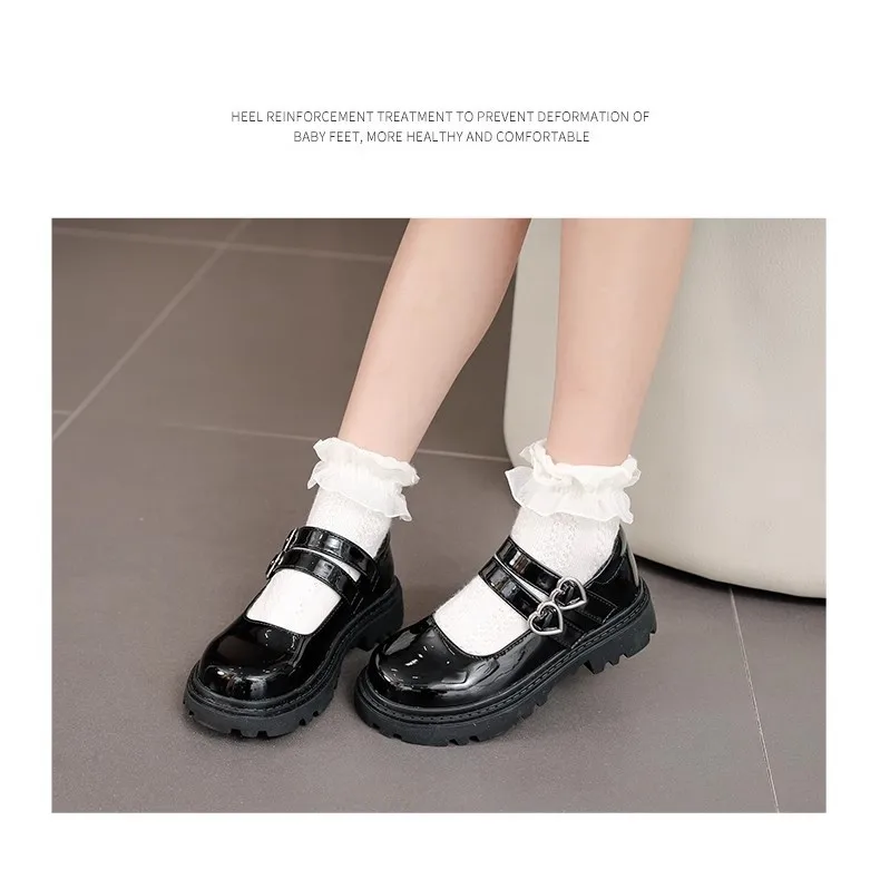 Girls Chunky Platform Mary Jane Shoes Children's Heart Buckle Strap Thick Heels Pumps Woman Black Patent Leather Lolita Shoes Girls Chunky Platform Mary Jane Shoes Children's Heart Buckle Strap Thick Heels Pumps Woman Black Patent Leather Lolita Shoes