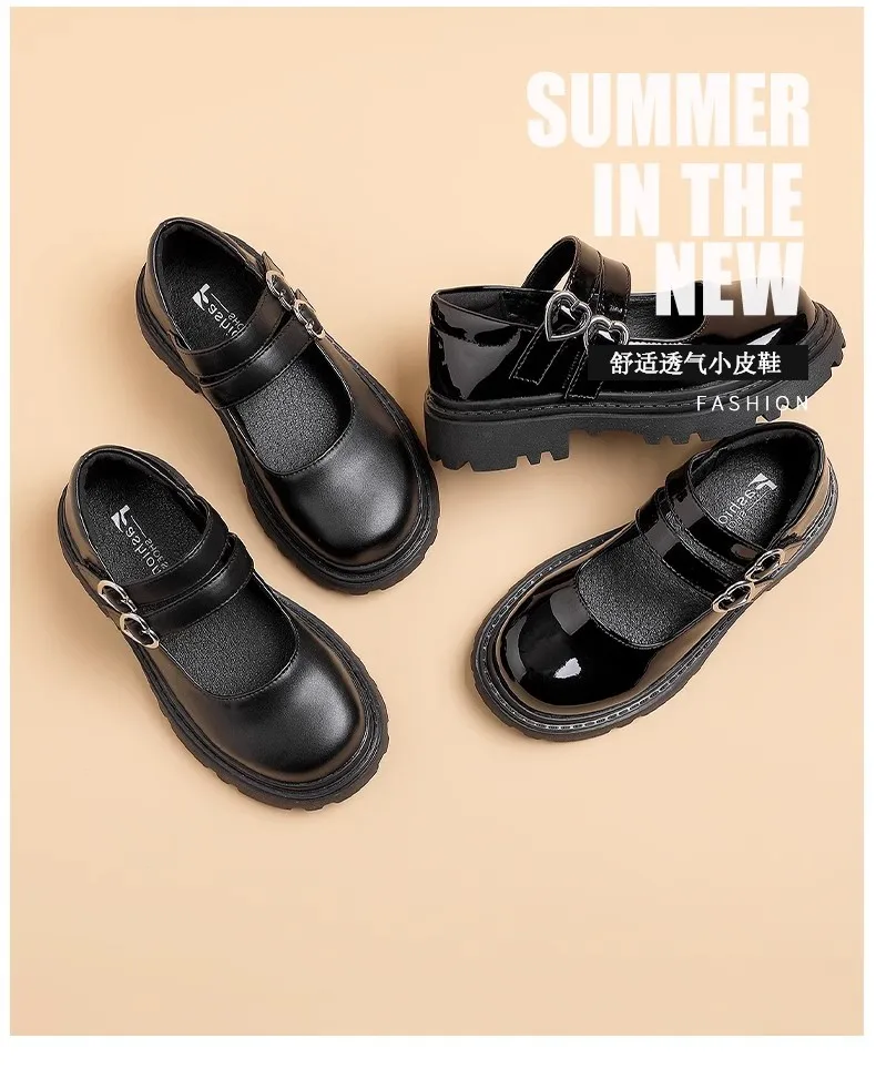 Girls Chunky Platform Mary Jane Shoes Children's Heart Buckle Strap Thick Heels Pumps Woman Black Patent Leather Lolita Shoes Girls Chunky Platform Mary Jane Shoes Children's Heart Buckle Strap Thick Heels Pumps Woman Black Patent Leather Lolita Shoes