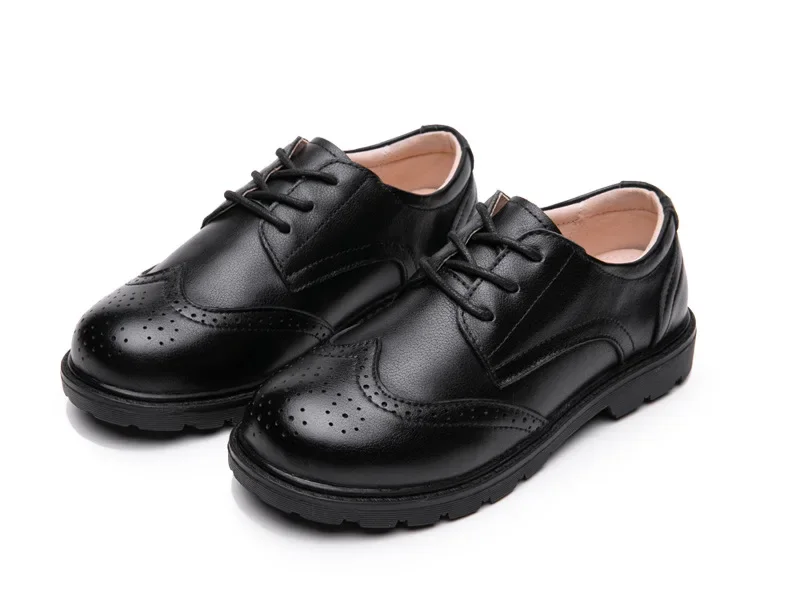 Boys Leather Shoes Fashionable Formal Black Leather Kids School Uniform Shoes Breathable Plastic Sole Comfortable for Primary Sc Boys Leather Shoes Fashionable Formal Black Leather Kids School Uniform Shoes Breathable Plastic Sole Comfortable for Primary Sc