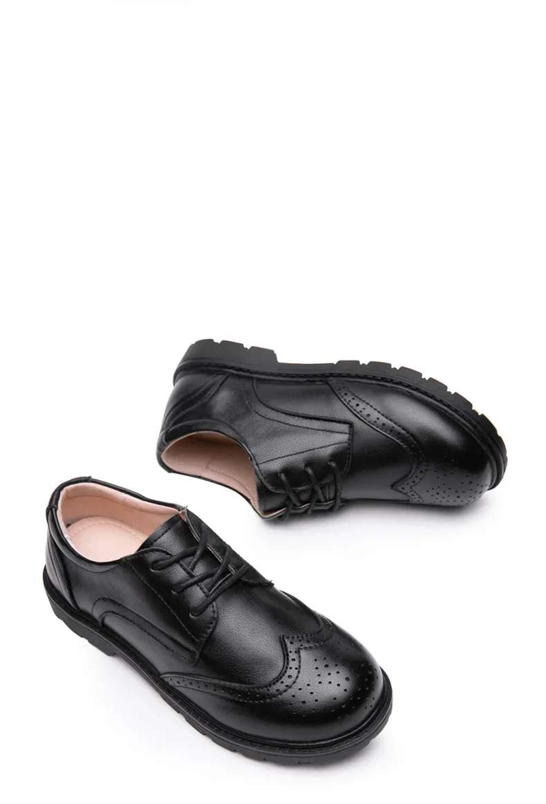 Boys Leather Shoes Fashionable Formal Black Leather Kids School Uniform Shoes Breathable Plastic Sole Comfortable for Primary Sc Boys Leather Shoes Fashionable Formal Black Leather Kids School Uniform Shoes Breathable Plastic Sole Comfortable for Primary Sc
