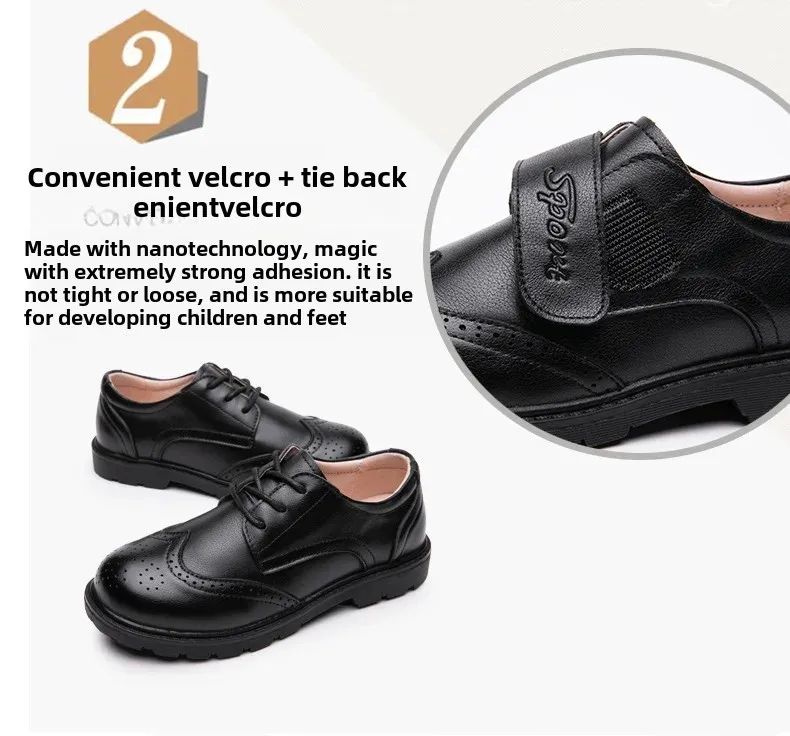 Boys Leather Shoes Fashionable Formal Black Leather Kids School Uniform Shoes Breathable Plastic Sole Comfortable for Primary Sc Boys Leather Shoes Fashionable Formal Black Leather Kids School Uniform Shoes Breathable Plastic Sole Comfortable for Primary Sc