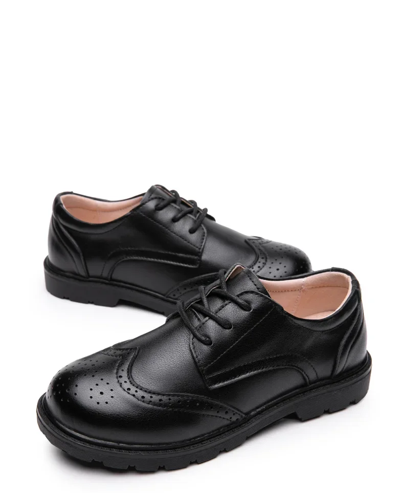 Boys Leather Shoes Fashionable Formal Black Leather Kids School Uniform Shoes Breathable Plastic Sole Comfortable for Primary Sc Boys Leather Shoes Fashionable Formal Black Leather Kids School Uniform Shoes Breathable Plastic Sole Comfortable for Primary Sc