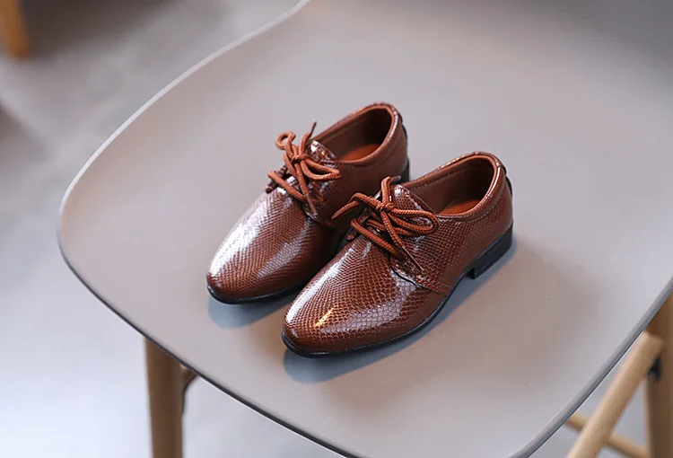 Child Boys Black Leather Shoes Britain Style for Party Wedding Low-heeled Lace-up Kids Fashion Student School Performance Shoes Child Boys Black Leather Shoes Britain Style for Party Wedding Low-heeled Lace-up Kids Fashion Student School Performance Shoes