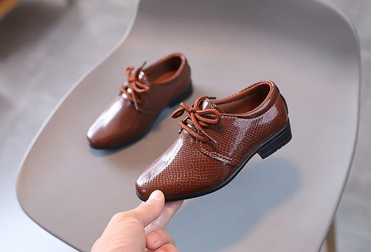 Child Boys Black Leather Shoes Britain Style for Party Wedding Low-heeled Lace-up Kids Fashion Student School Performance Shoes Child Boys Black Leather Shoes Britain Style for Party Wedding Low-heeled Lace-up Kids Fashion Student School Performance Shoes
