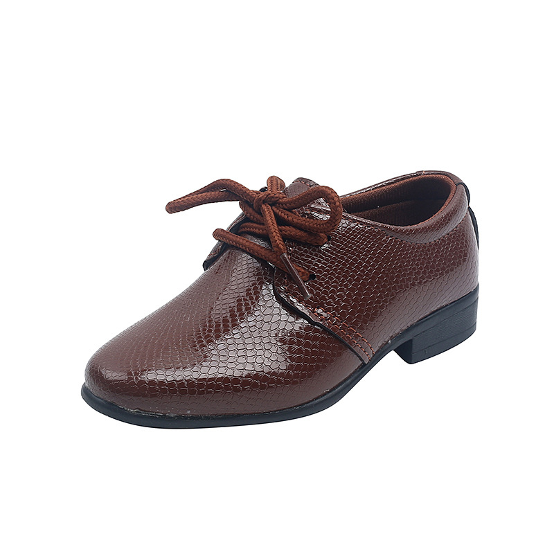 Child Boys Black Leather Shoes Britain Style for Party Wedding Low-heeled Lace-up Kids Fashion Student School Performance Shoes Child Boys Black Leather Shoes Britain Style for Party Wedding Low-heeled Lace-up Kids Fashion Student School Performance Shoes