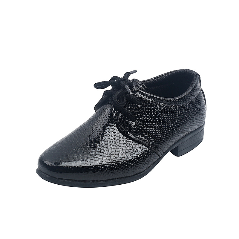 Child Boys Black Leather Shoes Britain Style for Party Wedding Low-heeled Lace-up Kids Fashion Student School Performance Shoes Child Boys Black Leather Shoes Britain Style for Party Wedding Low-heeled Lace-up Kids Fashion Student School Performance Shoes
