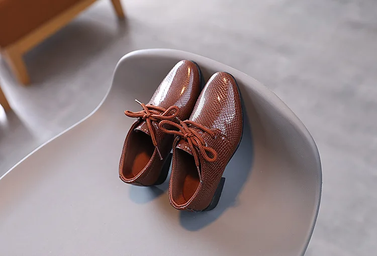 Child Boys Black Leather Shoes Britain Style for Party Wedding Low-heeled Lace-up Kids Fashion Student School Performance Shoes Child Boys Black Leather Shoes Britain Style for Party Wedding Low-heeled Lace-up Kids Fashion Student School Performance Shoes