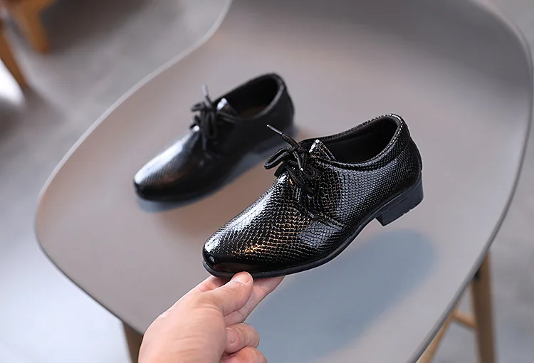 Child Boys Black Leather Shoes Britain Style for Party Wedding Low-heeled Lace-up Kids Fashion Student School Performance Shoes Child Boys Black Leather Shoes Britain Style for Party Wedding Low-heeled Lace-up Kids Fashion Student School Performance Shoes