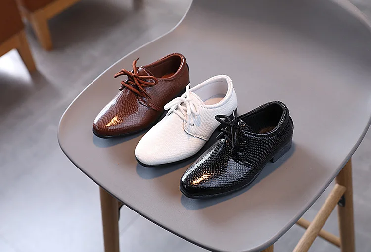 Child Boys Black Leather Shoes Britain Style for Party Wedding Low-heeled Lace-up Kids Fashion Student School Performance Shoes Child Boys Black Leather Shoes Britain Style for Party Wedding Low-heeled Lace-up Kids Fashion Student School Performance Shoes