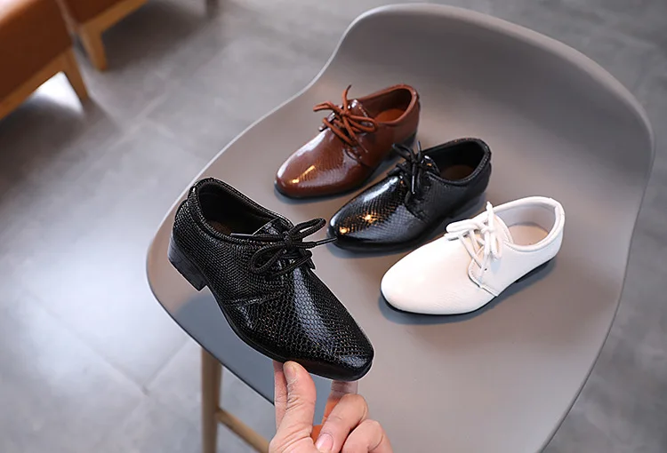 Child Boys Black Leather Shoes Britain Style for Party Wedding Low-heeled Lace-up Kids Fashion Student School Performance Shoes Child Boys Black Leather Shoes Britain Style for Party Wedding Low-heeled Lace-up Kids Fashion Student School Performance Shoes