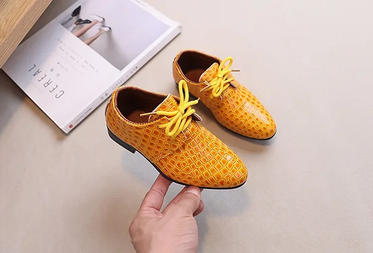 Boys Leather Shoes Spring Autumn Children's Flats Fashion British Style Lace-up Pointed Toe Kid School Uniform Performance Shoes Boys Leather Shoes Spring Autumn Children's Flats Fashion British Style Lace-up Pointed Toe Kid School Uniform Performance Shoes