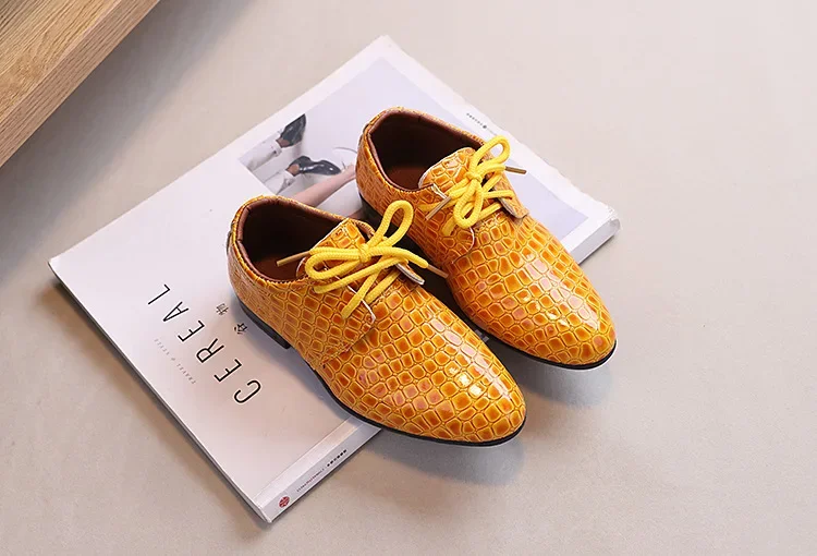 Boys Leather Shoes Spring Autumn Children's Flats Fashion British Style Lace-up Pointed Toe Kid School Uniform Performance Shoes Boys Leather Shoes Spring Autumn Children's Flats Fashion British Style Lace-up Pointed Toe Kid School Uniform Performance Shoes