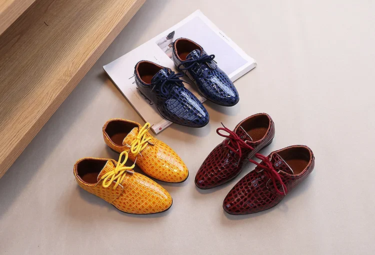 Boys Leather Shoes Spring Autumn Children's Flats Fashion British Style Lace-up Pointed Toe Kid School Uniform Performance Shoes Boys Leather Shoes Spring Autumn Children's Flats Fashion British Style Lace-up Pointed Toe Kid School Uniform Performance Shoes