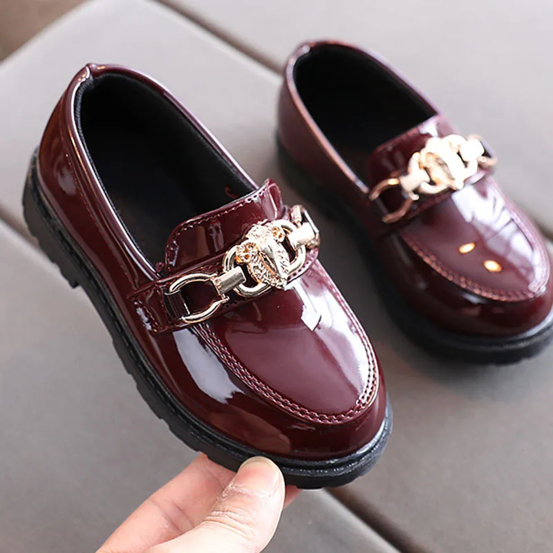 Children's Shoes Girls Autumn Princess Fashion Leather Shoes Kids Soft Sole British Style Black Student Performance Shoes
