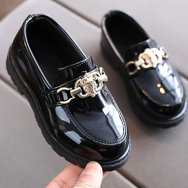 Children's Shoes Girls Autumn Princess Fashion Leather Shoes Kids Soft Sole British Style Black Student Performance Shoes