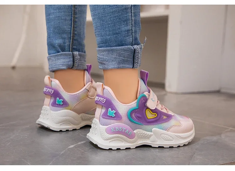 Girls Mesh Sports Shoes 2023 Autumn New Children's Running Shoes Breathable Soft Sole Little Girl Casual Sneakers Color Matching