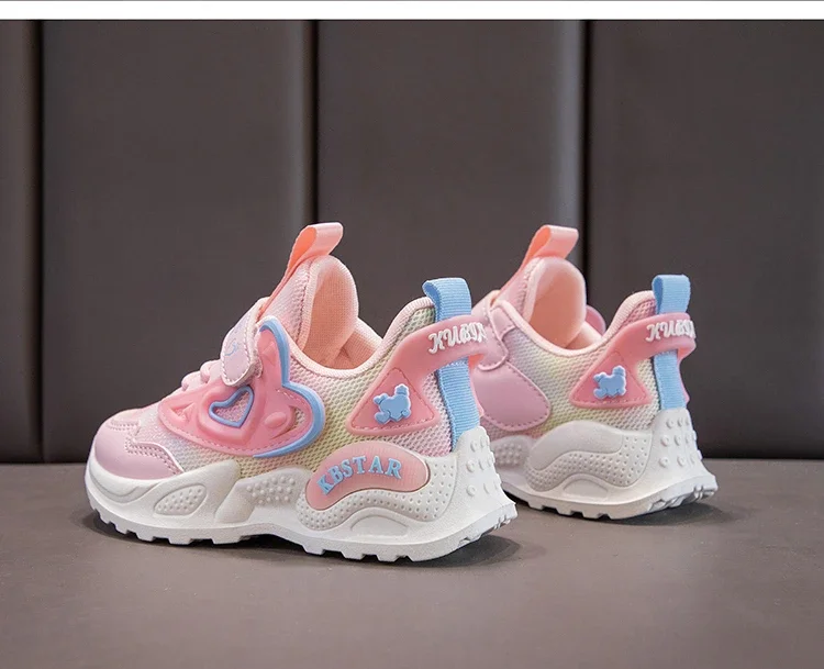 Girls Mesh Sports Shoes 2023 Autumn New Children's Running Shoes Breathable Soft Sole Little Girl Casual Sneakers Color Matching