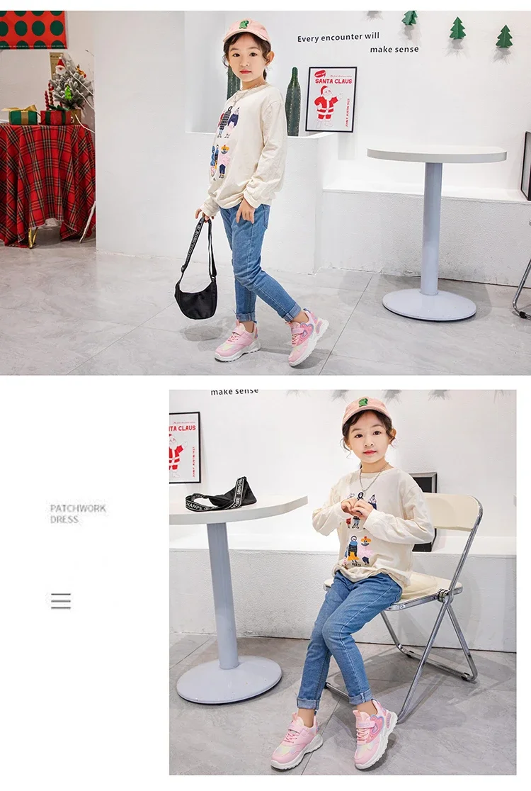 Girls Mesh Sports Shoes 2023 Autumn New Children's Running Shoes Breathable Soft Sole Little Girl Casual Sneakers Color Matching