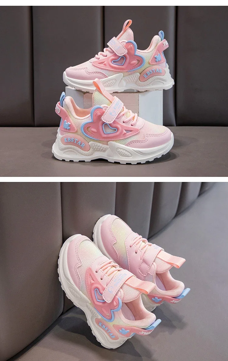 Girls Mesh Sports Shoes 2023 Autumn New Children's Running Shoes Breathable Soft Sole Little Girl Casual Sneakers Color Matching