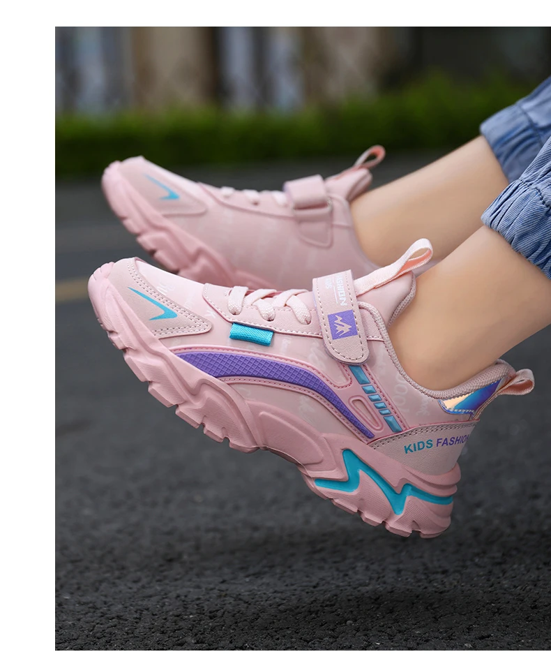 Children Sneaker Girls Shoes Leather Flat Kids Pink Shoes for Girl Lightweight Sports Running Tennis Sneaker Casual Students
