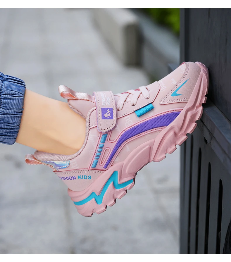 Children Sneaker Girls Shoes Leather Flat Kids Pink Shoes for Girl Lightweight Sports Running Tennis Sneaker Casual Students
