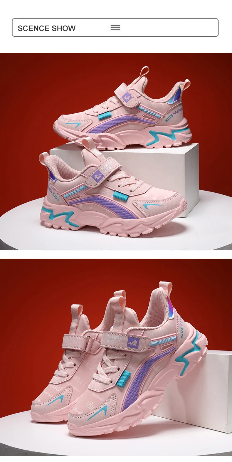 Children Sneaker Girls Shoes Leather Flat Kids Pink Shoes for Girl Lightweight Sports Running Tennis Sneaker Casual Students