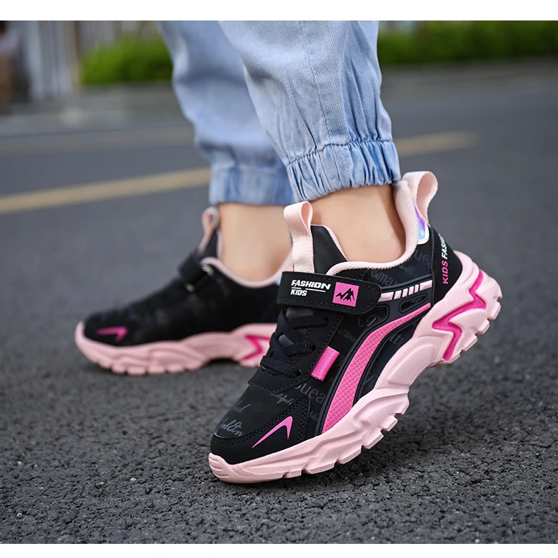 Children Sneaker Girls Shoes Leather Flat Kids Pink Shoes for Girl Lightweight Sports Running Tennis Sneaker Casual Students
