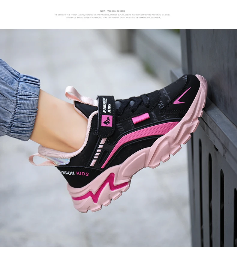 Children Sneaker Girls Shoes Leather Flat Kids Pink Shoes for Girl Lightweight Sports Running Tennis Sneaker Casual Students