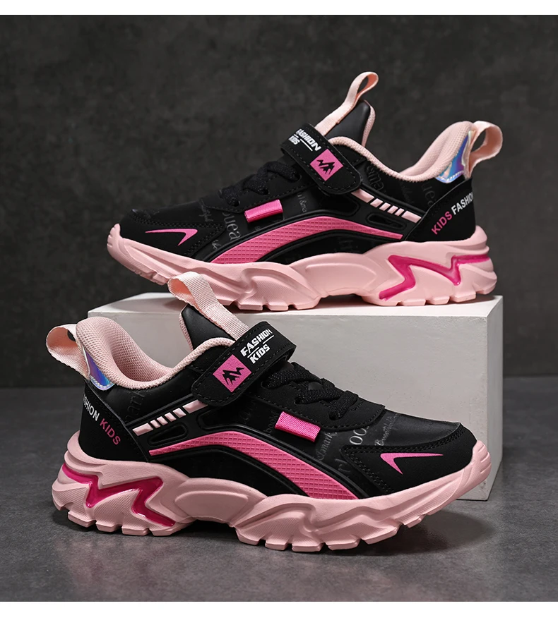 Children Sneaker Girls Shoes Leather Flat Kids Pink Shoes for Girl Lightweight Sports Running Tennis Sneaker Casual Students