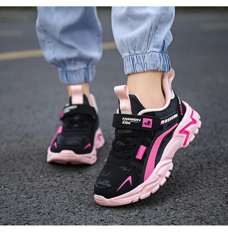 Children Sneaker Girls Shoes Leather Flat Kids Pink Shoes for Girl Lightweight Sports Running Tennis Sneaker Casual Students