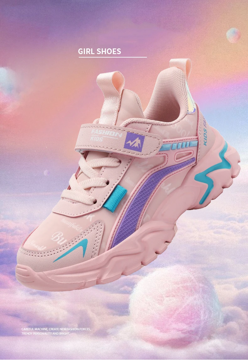 Children Sneaker Girls Shoes Leather Flat Kids Pink Shoes for Girl Lightweight Sports Running Tennis Sneaker Casual Students