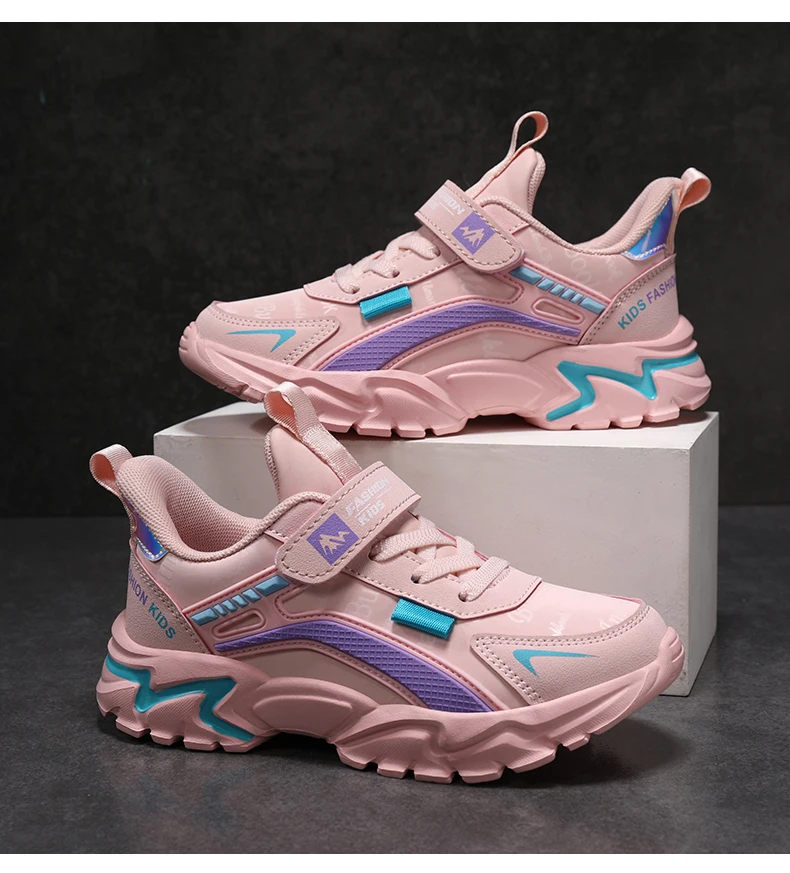 Children Sneaker Girls Shoes Leather Flat Kids Pink Shoes for Girl Lightweight Sports Running Tennis Sneaker Casual Students